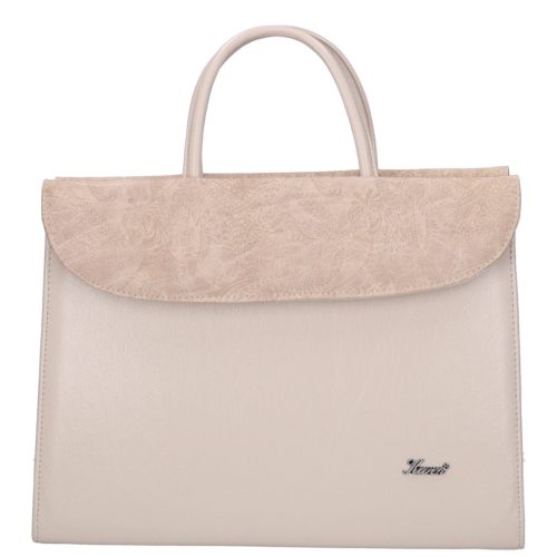 Karen 284 beige Blumen Faserleder Damen Aktentasche