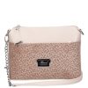 Karen 9358 beige braune Blumen Faserleder Handtasche für Damen