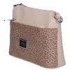 Karen 9358 beige braune Blumen Faserleder Handtasche für Damen