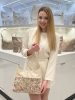 Chiara Faserleder Tasche M 8035 beige Blumen