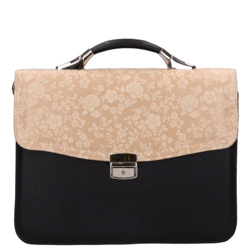 Karen Faserleder Tasche 2005 Schwarz Braun Blume