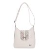 Karen Faserleder Tasche 9526 Weiße Bunte Blume