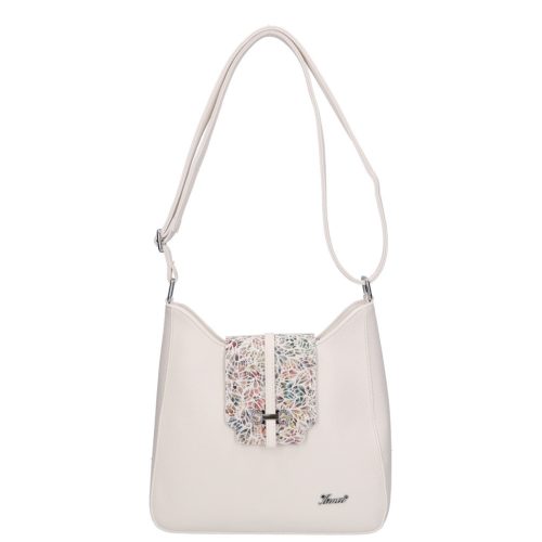 Karen Faserleder Tasche 9526 Weiße Bunte Blume