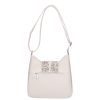 Karen Faserleder Tasche 9526 Weiße Bunte Blume