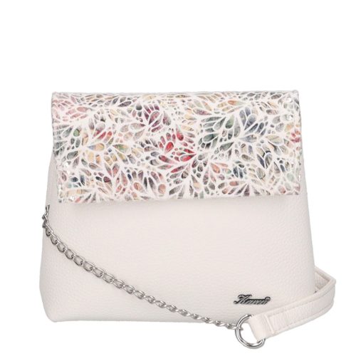Karen Faserleder Tasche D 383 Weiß Bunte Blume