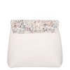 Karen Faserleder Tasche D 383 Weiß Bunte Blume