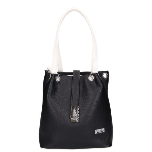 Chiara Faserleder Tasche L 322 bis schwarz weiß
